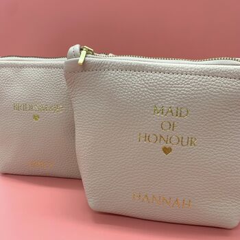 Personalised Bride And Bridesmaid Leather Cosmetic Bag, 4 of 9
