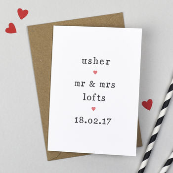 Personalised Usher Card By The Two Wagtails | notonthehighstreet.com