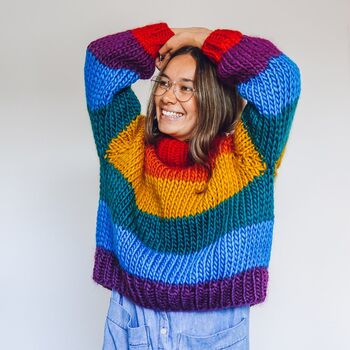 Commission Rainbow Roll Up Knit Down Jumper, 6 of 6