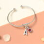 Personalised Initial Silver Bracelet Friendship Knot Cuff Bracelet, thumbnail 6 of 10