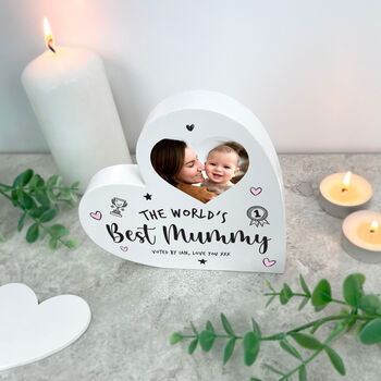 Personalised The World's Best Mum White Freestanding Heart, 4 of 5