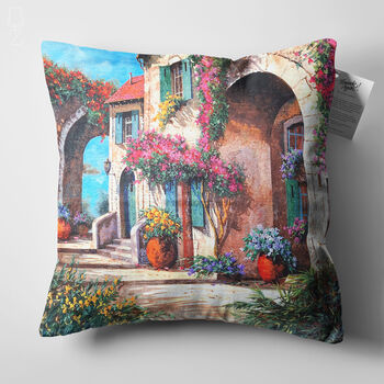 Decorative Cushion Cover With Flower Houses Design, 4 of 7