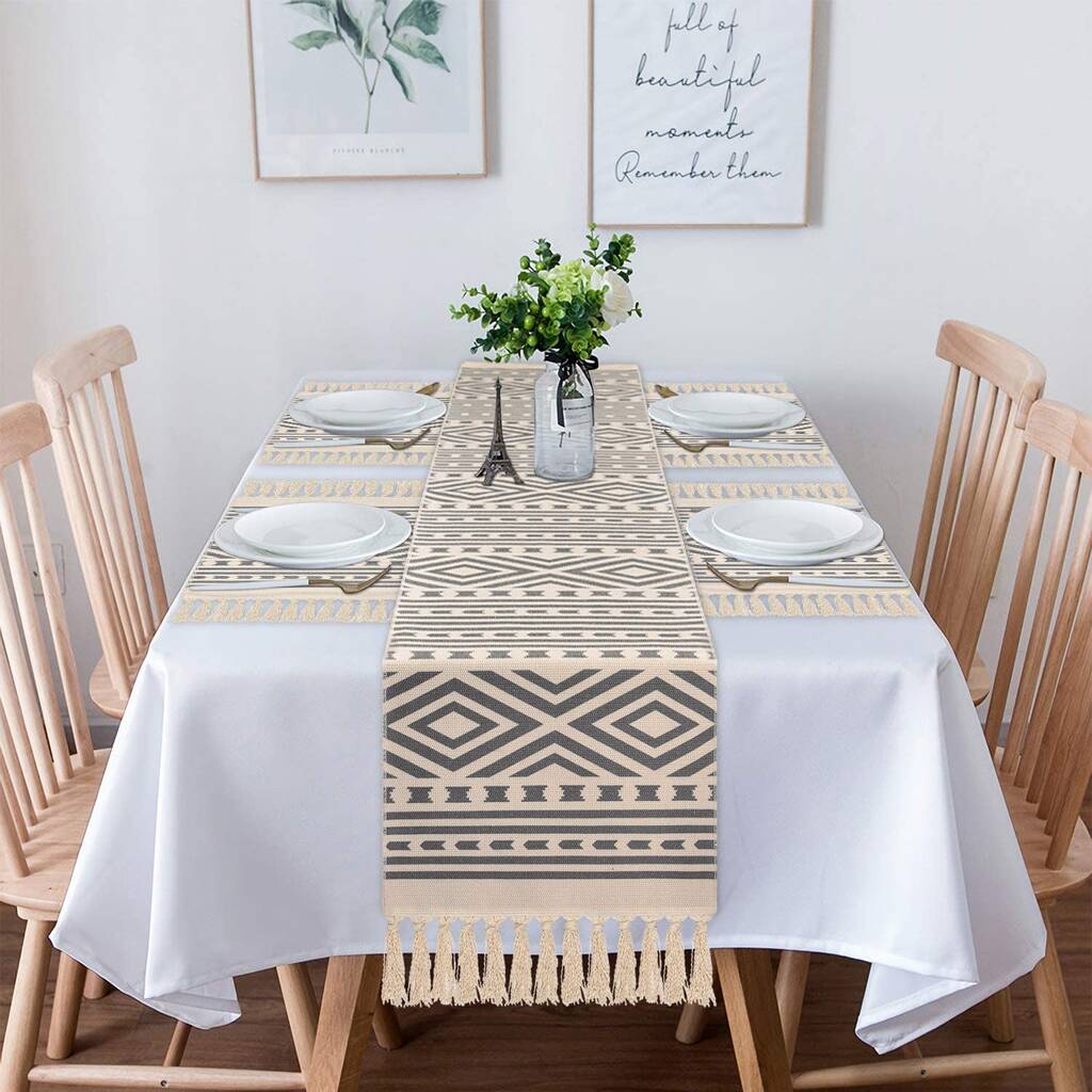 Set Of Five Geometric Table Runners Diamond Patterned By Momentum