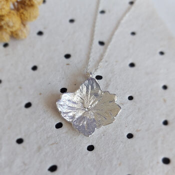 Hydrangea Pressed Flower Necklace Sterling Silver, 5 of 10