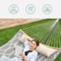 Quilted Fabric Hammock With Bamboo Spreaders And Pillow, thumbnail 2 of 8