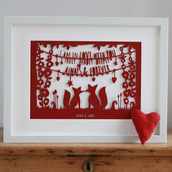 Truly, Madly, Deeply Fox Valentine's Print Or Papercut, 2 of 8