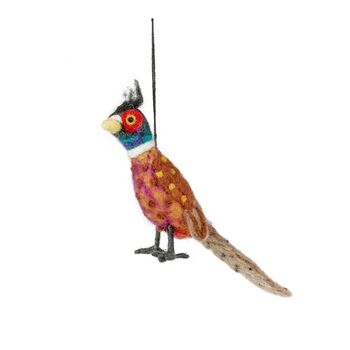 Handmade Felt Philippa The Pheasant Bird Hanging Decoration, 2 of 3