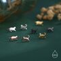 Sterling Silver Tiny Mismatched Cat Stud Earrings, thumbnail 2 of 12