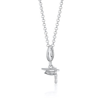 Graduation Hat Charm Necklace, Sterling Silver Or 18ct Gold Plated, 10 of 11