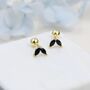 Sterling Silver Black Cz Marquise Leaf Duo Barbell Earrings, thumbnail 7 of 9