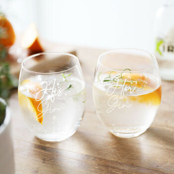 Set Of Two His And Hers Glass Tumblers, 4 of 4
