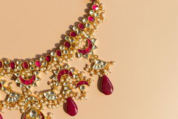 Magenta Kundan Set, 5 of 7