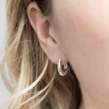 Sterling Silver Oval Huggies, 2 of 4