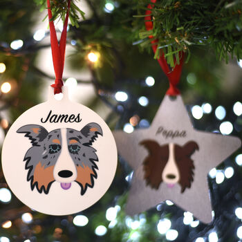 Border Collie Dog Personalised Christmas Decoration, 9 of 10