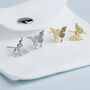 Sterling Silver White Crystal Butterfly Stud Earrings, thumbnail 5 of 6