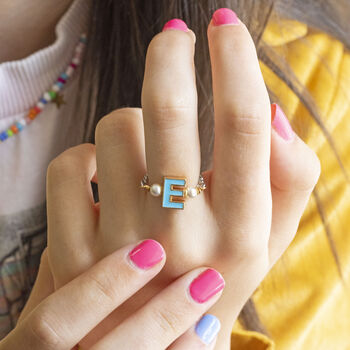 Enamel Initial Adjustable Chain Ring, 2 of 11