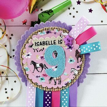 Personalised Pony Theme Birthday Rosette, 5 of 5