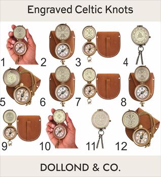Personalised Celtic Knot Compass With Leather Case, 2 of 12