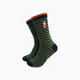 Embroidered Fox Striped Combed Cotton Socks In Black/Green, thumbnail 1 of 4