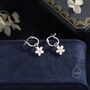 Sterling Silver Daisy Dangle Drop Huggie Hoop, thumbnail 5 of 12