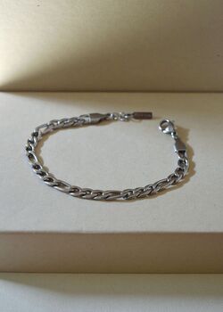 Silver 5mm Figaro Chain Bracelet Adjustable Minimal Gift, 4 of 6