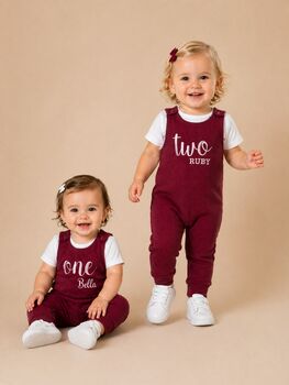 Personalised 1st And 2nd Birthday Embroidered Baby Dungarees, 3 of 9