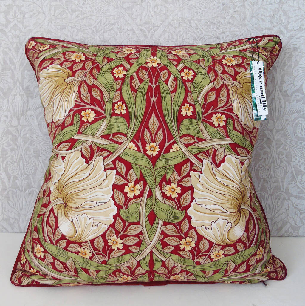 Red Claret Pimpernel William Morris 18' Cushion Cover, 1 of 6