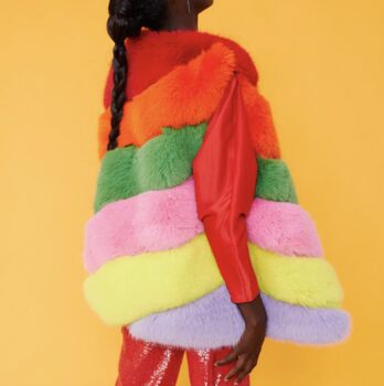 Hand Made Faux Fur Rainbow Gilet, 2 of 4