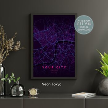 Custom Digital Map Neon Multiple Sizes Cyberpunk, 12 of 12