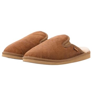 Mens Sheepskin Mule Slippers In Antique Tan, 4 of 4