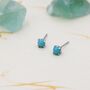 Sterling Silver Green Turquoise Stud Earrings, thumbnail 2 of 10