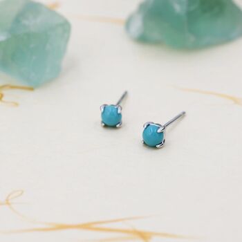 Sterling Silver Green Turquoise Stud Earrings, 2 of 10