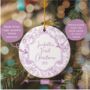 Baby's First Christmas Personalised Floral Ceramic Tree Decoration Pink Or Blue, thumbnail 5 of 5