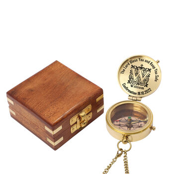 Personalised Brass Compass Gift For First Communion, 6 of 12