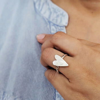 Personalised Silver Fingerprint Heart Ring, 3 of 5
