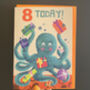 Cute Octoupus 8th Birthday Card, thumbnail 1 of 3