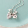 Personalised Silver Hearts And Pink Opal Necklace, thumbnail 2 of 3
