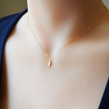 Sterling Silver Tiny Little Lightning Bolt Pendant Necklace, 5 of 12