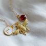 Personalised Gold Bee Initial And Birthstone Necklace, thumbnail 7 of 7