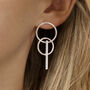 Silver Colour Linked Small Hoop Drop Earrings, thumbnail 1 of 3