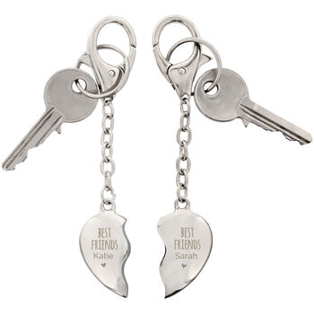 Personalised Best Friends Two Heart Keyrings, 2 of 4