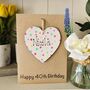 Personalised 50th Birthday Polka Dot Wooden Heart Card, thumbnail 3 of 6