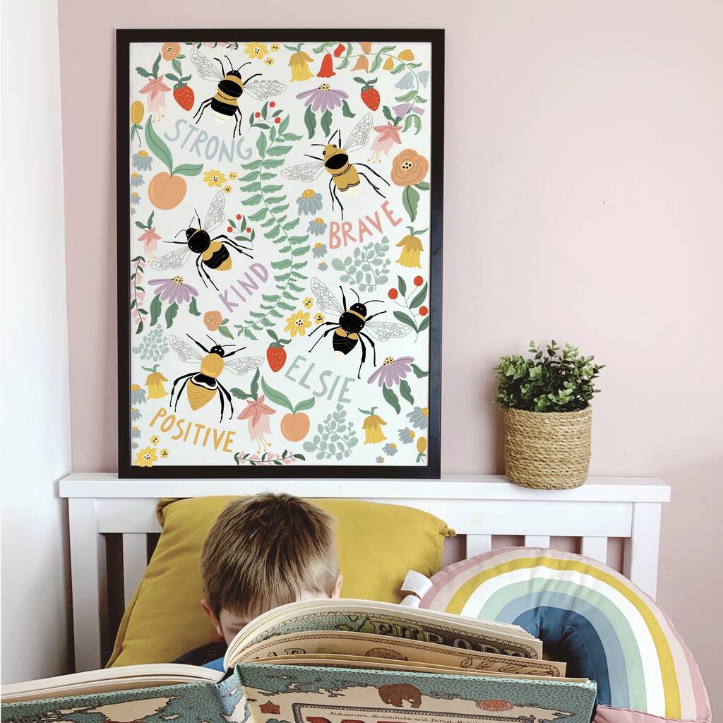 Personalised Bee Positive Art Print, 1 of 4