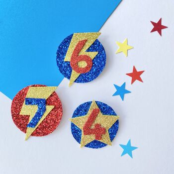 Custom Glitter Birthday Badge With Star Or Flash, 2 of 9
