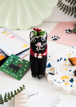 Frida Catlo Art Cat Felt Decoration, 2 of 5