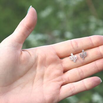 Cactus Stud Earrings Nature Lover Gift, 6 of 6