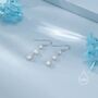 Oval Freshwater Pearl Trio Drop Hook Earrings In Sterling Silver, thumbnail 3 of 11