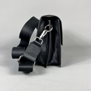 Black Leather Crossbody Envelope Handbag, 7 of 8