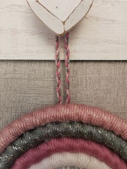 Personalised Rainbow Macrame, Pink Nursery Wall Hanging, 6 of 9