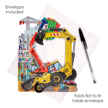 Pop Up 3D Pendulum Moving Digger Birthday Card, 3 of 4